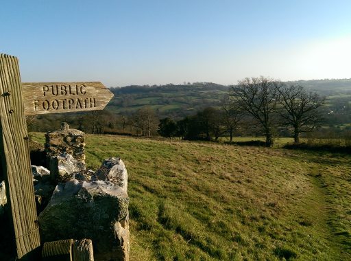 public footpath close up of sign near Hemyock