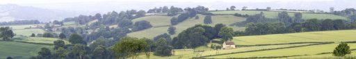 view over Stockland, farms in the distance