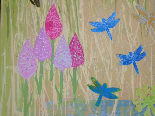 Colourful collage artwork created by children. Inspired by natural habitats