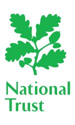 National Trust with a green silouette of oak leaves and acorns