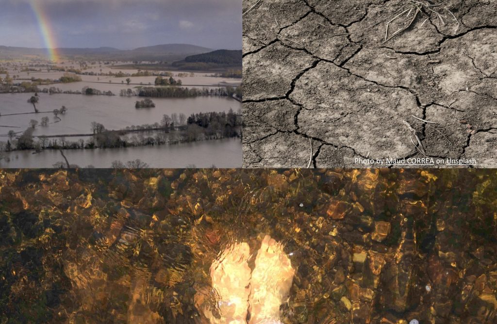 multi image of flooding, drought, water
