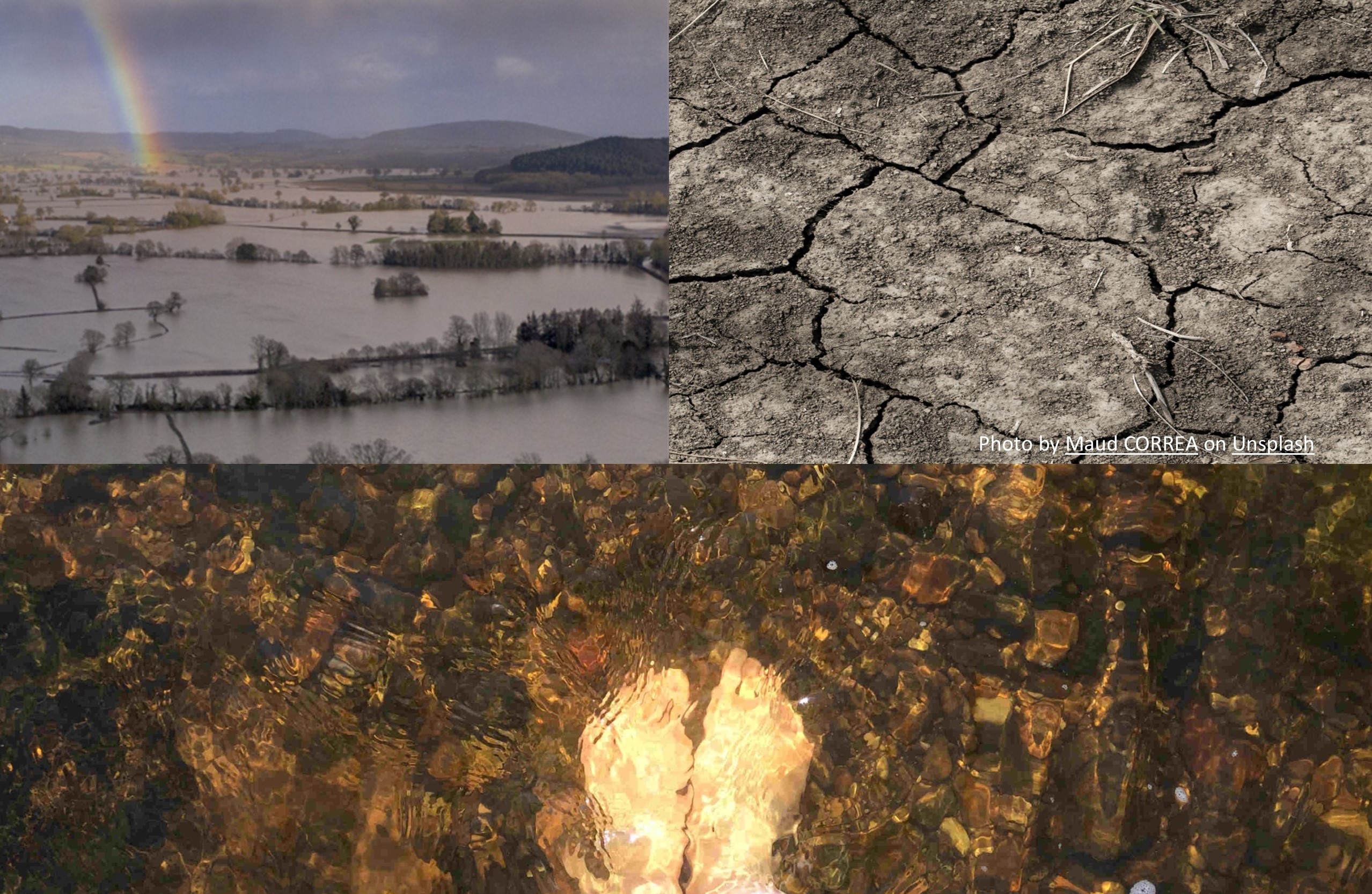 multi image of flooding, drought, water