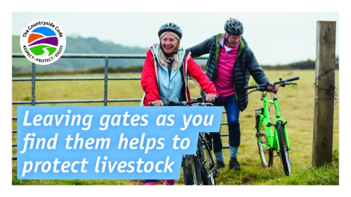 leaving gates as you find them helps to protect livestock poster