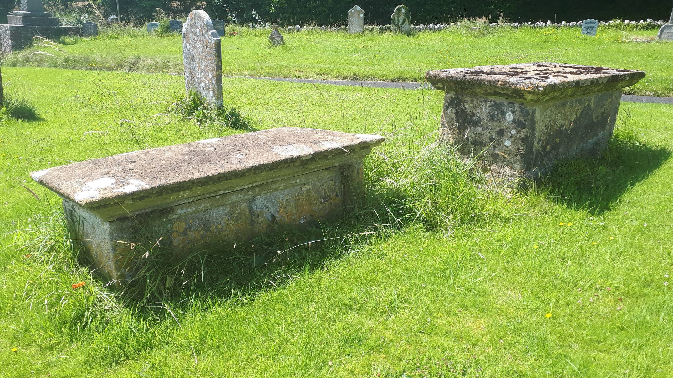 Tombs and gravestones in a church yard