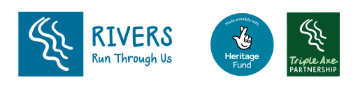 Rivers Run Through Us. Made possible by Heritage Fund, Triple Axe Partnership logos