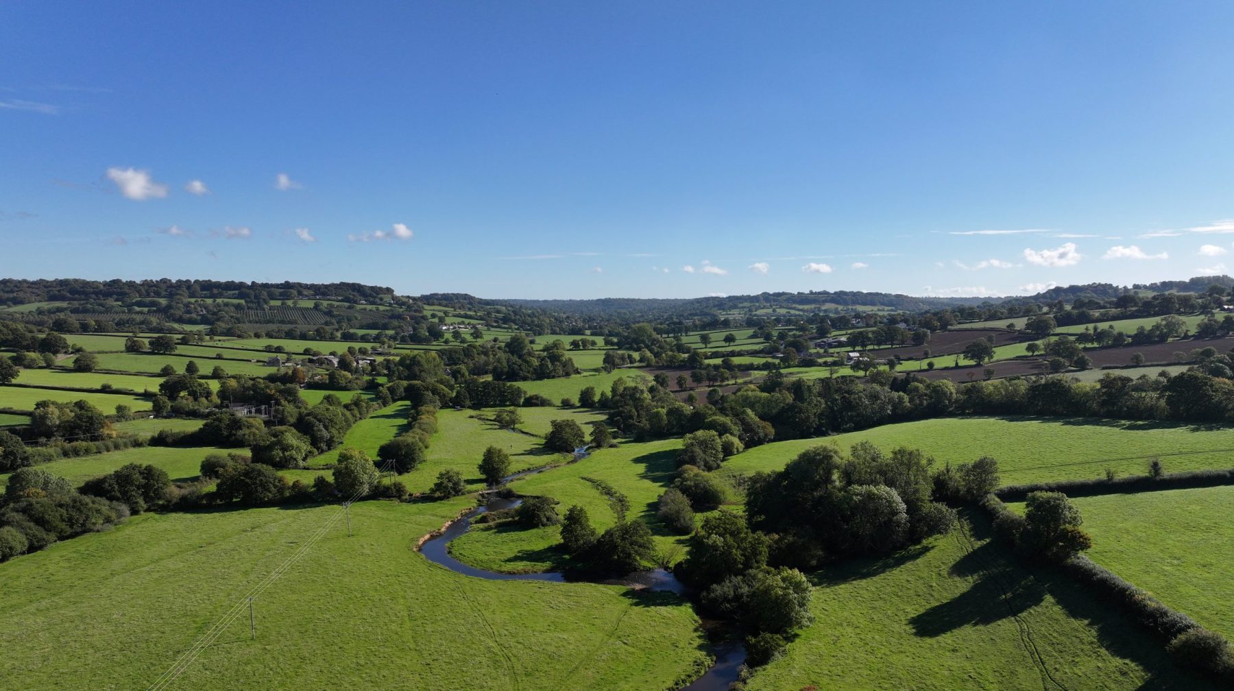 Aerial image of the River Culm looking upstream